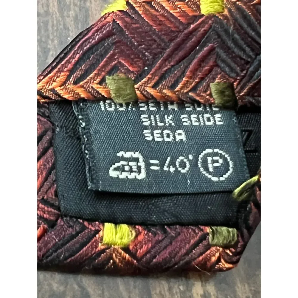 Ermenegildo Zegna Made in Italy Mens Vtg Necktie Brown Gold 100% Silk Luxury Tie - Picture 9 of 10